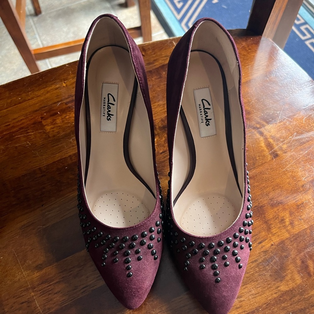 Clarks Women's Deep Burgundy Embellished Heels